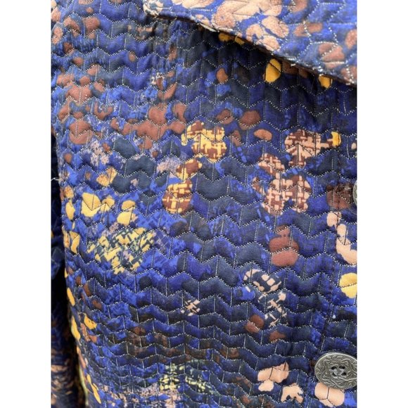 Vintage quilted Reversible Blazer Jacket Abstract blue Brown - Picture 5 of 12